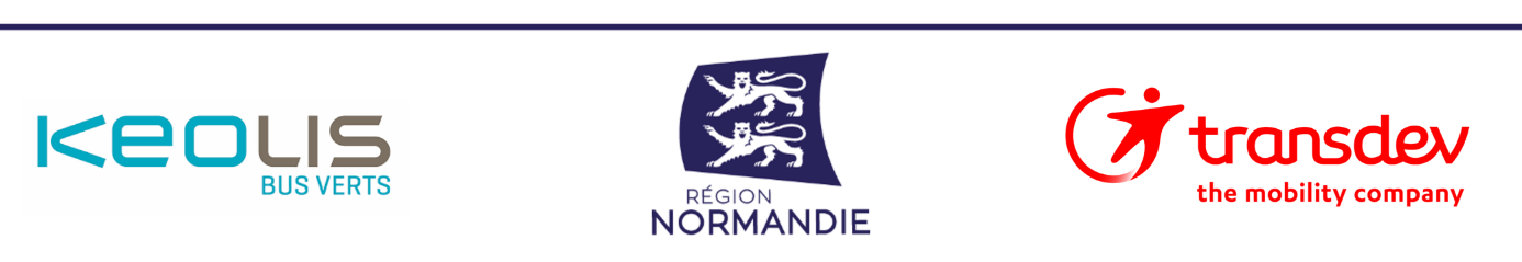 Logos des partenaires : Keolis, Région Normandie, Transdev